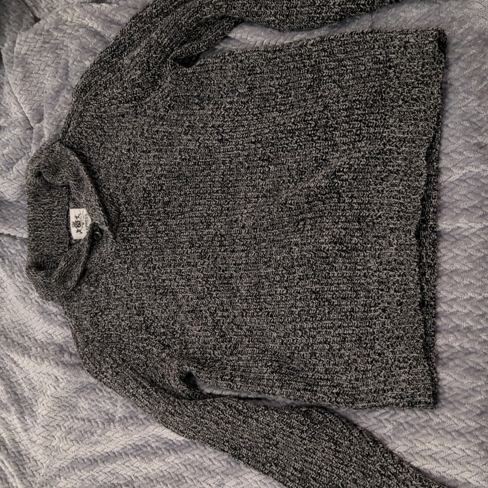 Vintage Express gray and black cowl neck mens sweater